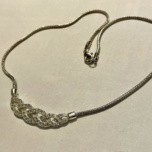 4 for $20 Sale Roman Jewelers Crystal Pave Silver Necklace - Picture 3 of 8